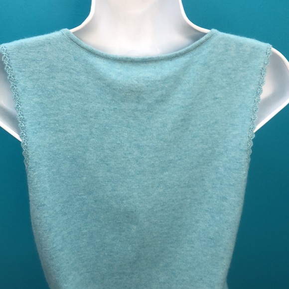 ECCOCI TURQUOISE WOOL/ANGORA/CASHMERE BLEND KNIT TANK TOP • sz M - Picture 6 of 11